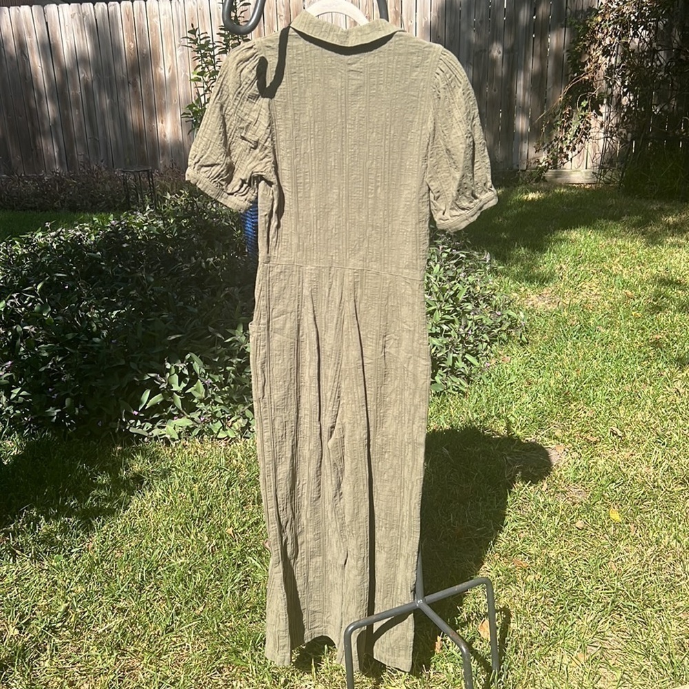 ▶️ The Odells x Anthropologie ◀️ Army Green Textured Utility Jumpsuit Size 6 - Picture 17 of 17